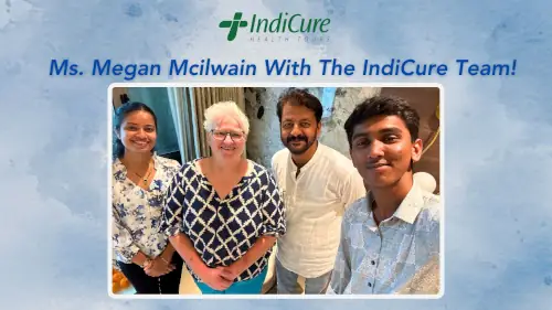 Australian nurse Meg with IndiCure Health Tours Team in India for her hip replacement